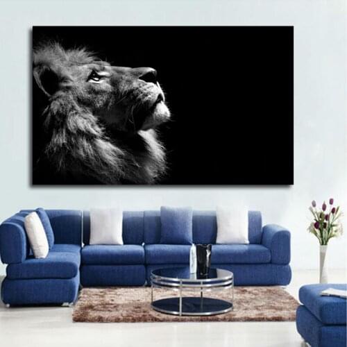 Large Size Black and White Lion Animal Canvas Print Poster Wall Pictures For Living Room Modern Decoration Painting No frame