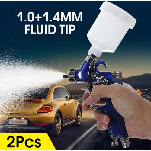 1.0/1.4mm Professional HVLP Spray Gun Air Paint Spray Gun Airbrush+In-line Water Trap Filter Tool Kit For Painting Car Aerograph