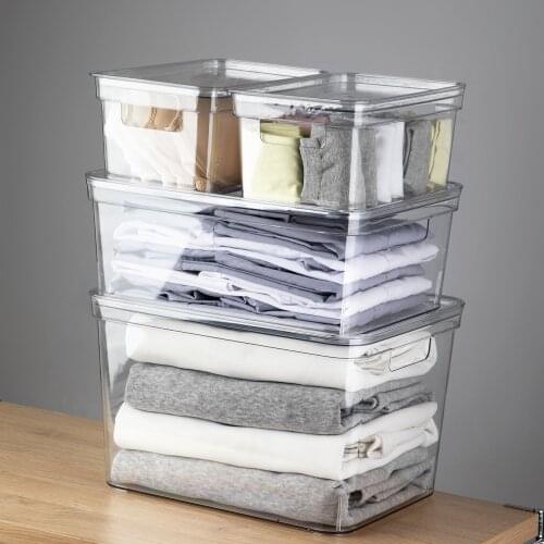Transparent Desktop Skin Care Products Sorting Storage Box With Cover For Sundries