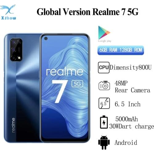 Realme 7 5G Smartphone 6GB 128GB Global Version Dimensity 800U 120Hz Display 48MP Camera 5000mAh 30W Dart Charge Cell phones