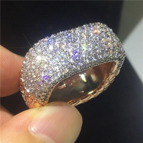 Luxury Hollow ring Silver color pave AAAAA Cz Engagement wedding band rings for women men Statement Party Jewelry