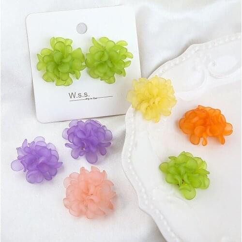 4pcs Korean Style Cute Transparent Acrylic Flower Earrings For Women New Fashion Sweet Earrings elegant DIY jewelry Accessories