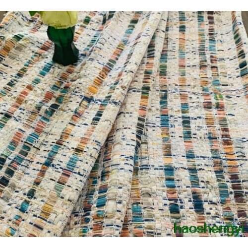 Senior heavy industry woolen color stripe woven fashion autumn and winter coat fabric/half meter price