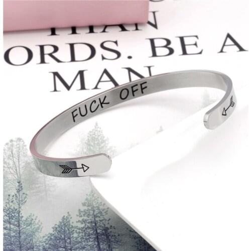 Wide 6mm Cuff Trendy Inspirational With Arrow Keep Going Bracelets Titanium Encouragement Bangle For Men Women Jewelry