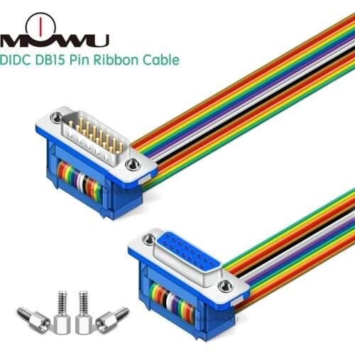 MOWU DIDC DB15 Pin Ribbon Cable DIDC-15P Male to Female Male to Male Female to Female Flat Cable DR15 COM Connector Cable