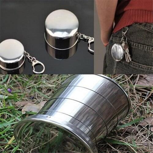 150ML Stainless Steel Camping Folding Water Bottles Traveling Outdoor Camping Hiking Portable Collapsible IC878043