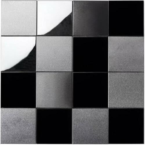 Mordern style 3D dark black metal mosaic tile for kitchen backsplash DIY wall sticke