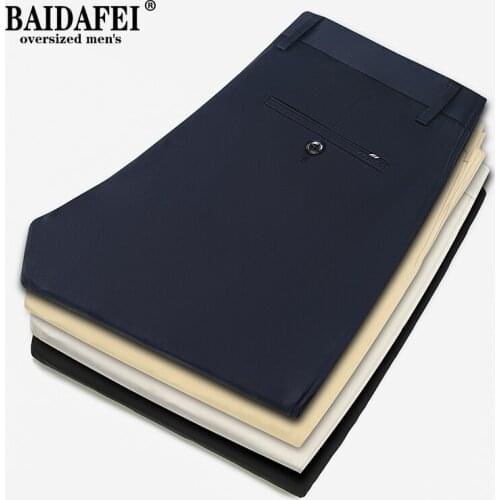 2021 Spring Autumn Thin High-end Mens Casual Pants Business Straight Stretch Loose Tencel Trousers Youth Office Casual Pants