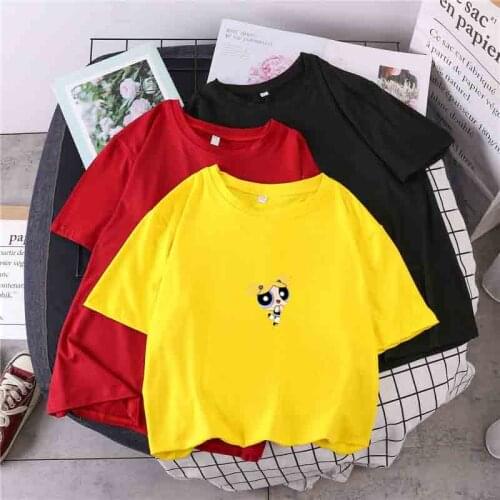 2020 new kawaii tops power t shirt girls police harajuku streetwear funny cartoon printed t-shirts women fashion clothes