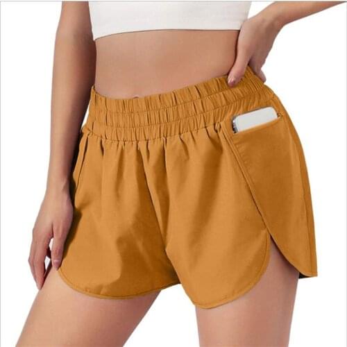 2021 New Tummy Control Shorts For Women With Phone Pockets Workout Running Sports Double Layer Shorts With Pockets