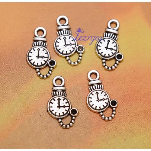 50pcs/lot--9x16mm, Clock chams,Antique silver plated watches charms,DIY supplies,Jewelry accessories