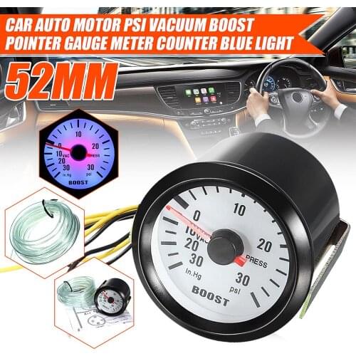 52mm Car Motor PSI Pressure Vacuum Turbo Boost Pointer Dials Gauge Meter Light