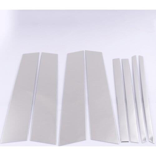 8 Pcs Bright Silver Aluminum Alloy Window Pillar Sequins Cover Trim For Mercedes Benz GLC Class X253 2015 2016 Car Accessories