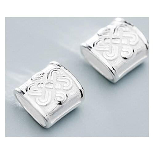 925 Sterling Silver Chinese Knot Flat Spacer Beads 7mm S925 Silver Loose Charm Beads DIY Jewelry Findings For Women Men Gift