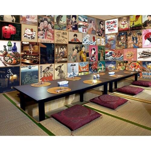 Free Shipping Authentic Japanese Sushi Restaurant Wallpaper Customization 3d Japanese Restaurant Mural Japanese Woman Mural