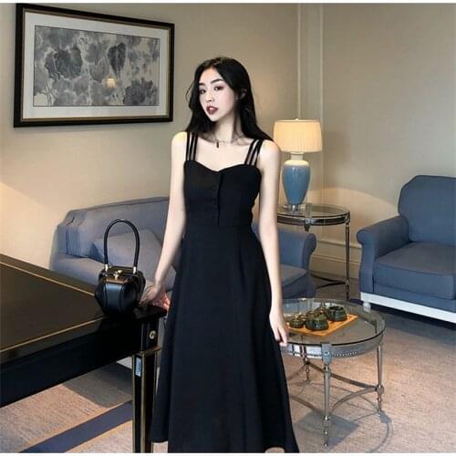 Elegant Wear Dark Halter High Waist Party Dress Summer Womens Dress 2021 Sexy Strapless Sling Black Casual Long Dress