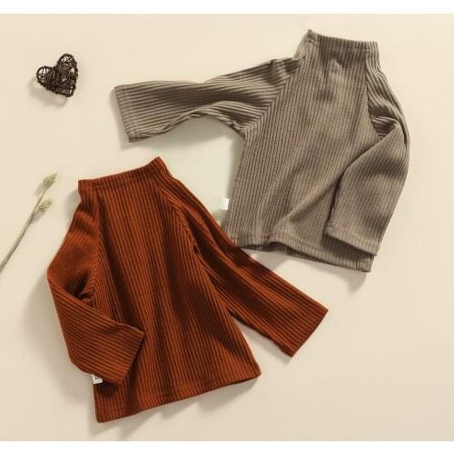 FOCUSNORM Kids Girls Children’s Solid Color Tops 2 Colors Long Sleeve Corduroy Pullover Sweater Outfits 1-4Y