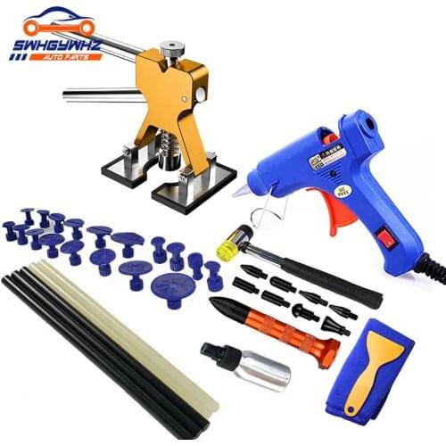 Car Golden Paintless Dent Repair Tools Dent Repair Kit Car Dent Puller with Glue Puller Tabs Removal Kits for Vehicle Car Auto