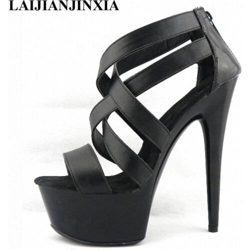 LAIJIANJINXIA New Plus Big Size Cutout Shoes 15cm Ultra High Heels Sandal 6 Inch Fashion Sandals Queen Punk Gladiator Sexy Shoes