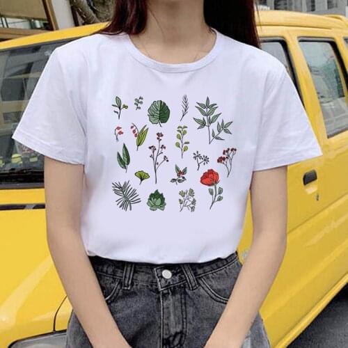 Short sleeve Summer Tee shirt Easy Matching Round Neck new summer T-shirts female New T-shirt Female Flowers butterfly Tshirt