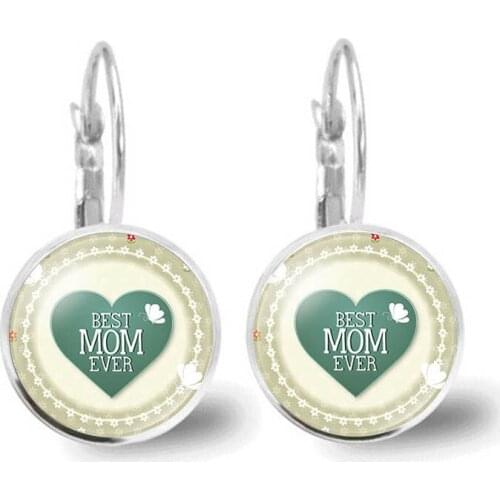 Worlds Best Mom Dangle Earrings Love Mom Quote Glass Cabochon Vintage Drop Earrings Mothers Days Gift