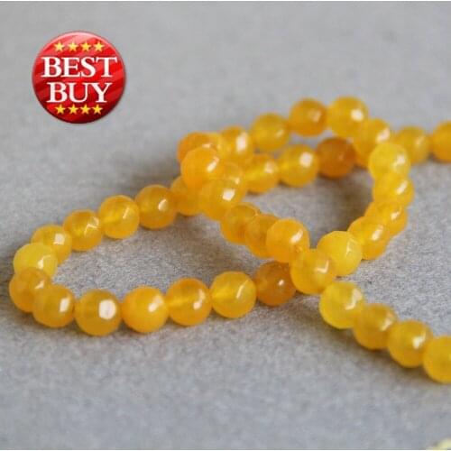 Min Order1) 8mm Faceted Natural Fashion Yellow Turkey Beads Round Stone DIY Beads Accessory Parts 15inch Jewelry Making Design