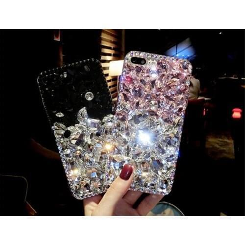 LaMaDiaa Rhinestone Case Diamond Bling Phone mirror Cover coque fundas For HuaweiP8 P9 P10 P20 P30 P40 Pro Lite Mate10 20 30 Pro