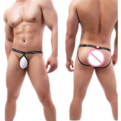 Mens sexy thongs Jockstrap Pouch Underwear Cotton Panties Briefs Gay G-string Underpants 2021 Fashion