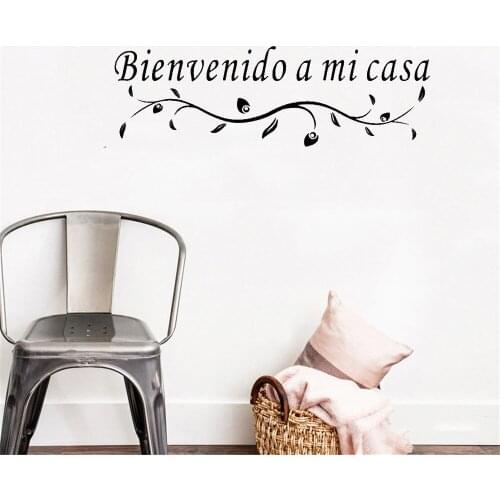 Spanish Quote Wall Stickers Bienvenido A Mi Casa for Wall Lettering For Living Room Bedroom Revocable Vinyl Mural RU4028