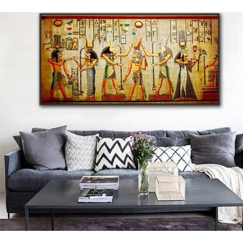 Egyptian Pharaoh Mural canvas wall painting Retro figure wall art printing poster bed room living room decoration