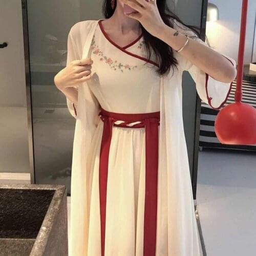 2020 New Spring Fashion Women Dress Hanfu Dresses Chinese Style Embroidered Dress Summer Dress
