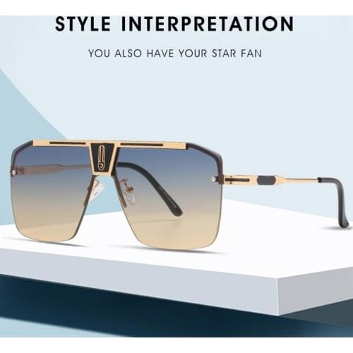 2021 New One Piece Sunglasses European and American Retro Sunglasses Mens Modern Square uv400 Sunglasses