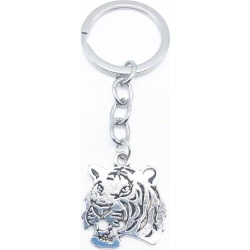 New Tiger Head Personalized Keychain King of Tiger Tiger Head Keychain Silver Jewelry Pendant Keychain