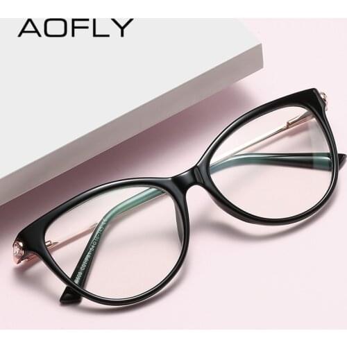 AOFLY Cat Eye Blue Light Blocking Glasses Womens Flexible Optical Reading Eyeglass Frame Mens Clear Eyewear Male Female UV400