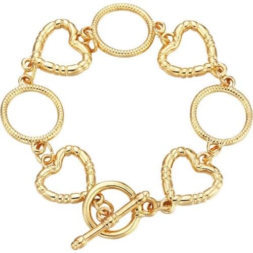 ORNAPEADIA Creative Jewelry Alloy Bracelet Simple Love Circle Bracelet for Women Ins Fashion Womens OT Buckle Gold-plated