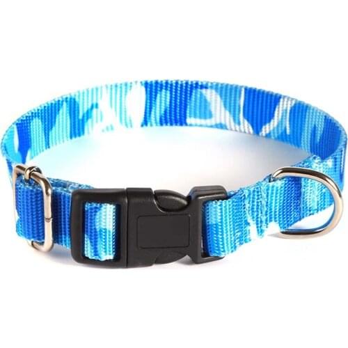 New Blue Camouflage Nylon Dog Collar Cat Necklace for Large Medium and Small Pets Outdoor Walk Supplies Anti Riot Rush Dog Leash