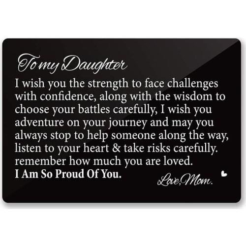 Daughter Gift from Mom to My Daughter Engraved Metal Wallet Card Inserts, Inspirational Graduation Gifts for Daughter(Black) DIY
