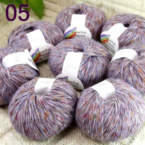 Sale of colorful wool 8ballsX50g thread camel hair color broken dyed line knitted scarf coat line mohair Colorful Purple 05