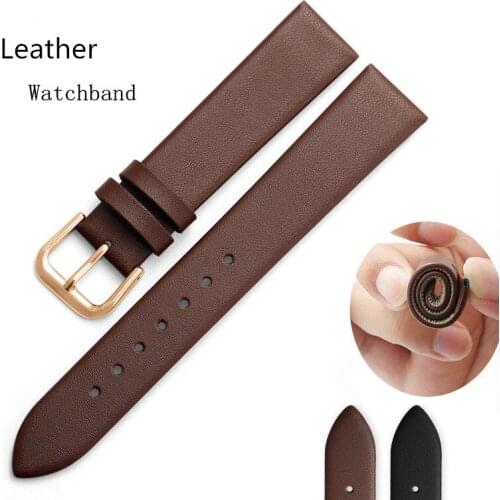 New Leather Watchbands Ultrathin Soft Replace Watchband For Men Or Women Black and Brown Genuine Leather Strap