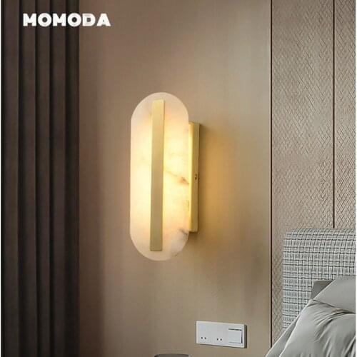 Luxury Copper LED Wall Lamps Postmodern Marble Applique Murale Wall Sconce Bedroom Living Room Corridor Indoor Lighting Fixture