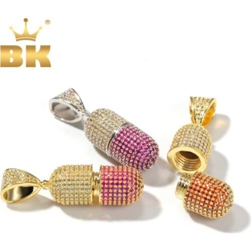 THE BLING KING Fashion Openable Mix Colorful Bottle Shape Necklace Pendant Full Iced Cubic Zirconia Mens Hiphop Jewelry Gifts
