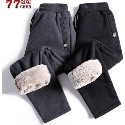 Mens Super Winter Warm Pants Casual Fleece Joggers Thick Lamb Velvet Sweatpants Heavyweight Trousers Streetwear Plus Size 8XL