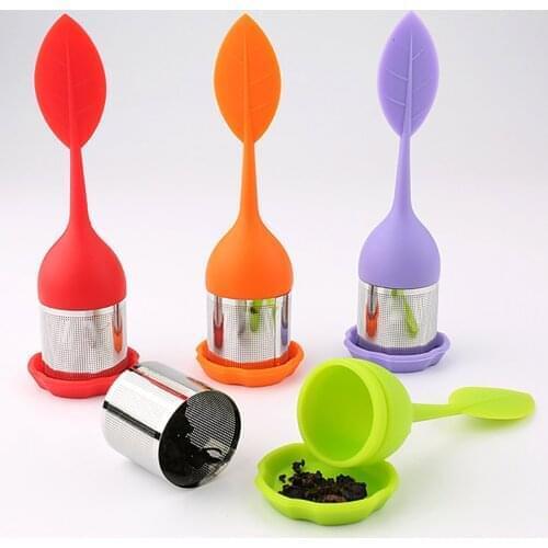 Tea Mesh Filter Tea Infuser Silicone Handle Stainless Steel Strainer with Drip Tray Reusable Teapot Teaware чайник заварочный
