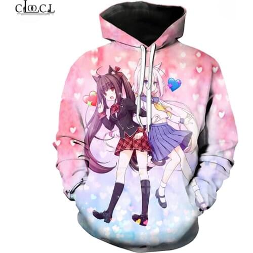 Game Nekopara Hoodies 3D Print Women Men Jogging Sweatshirt Anime Girls Chocolat Vanilla Casual Streetwear Couple Wear Tops
