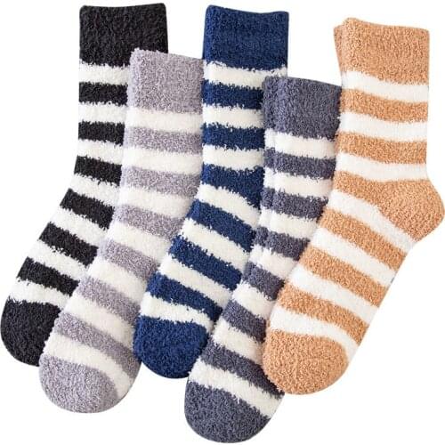 Thicken Stripe Short Black Socks Women Coral Velvet Fluffy Cashmere Funny Lady Cotton Sock Cute Fashion Warm Casual Harajuku Sox