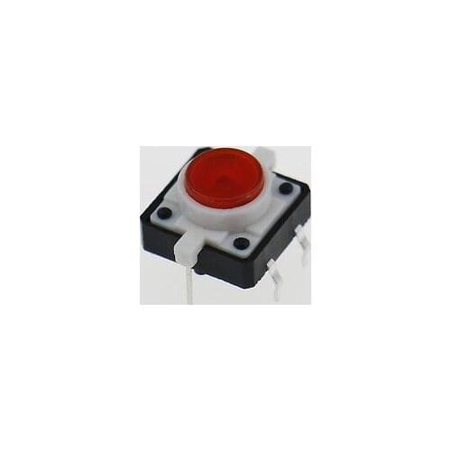 Illuminated Tact Switch Push Button Red LED 12 * 12 Dip 4Pin RoHS -10PK