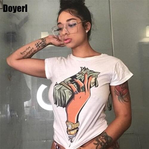 Plus Size White Short Sleeve T Shirt Women Summer Top Casual Funny Harajuku Kawaii T Shirt Streetwear Punk Print Tee Shirt Femme