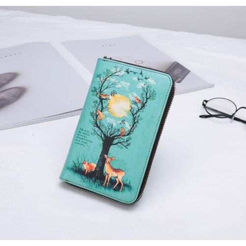 Z112-036B New Fashion Printed Leather Bag Womens Cartoon Wallet with bright colors Day Clutches Women Purse