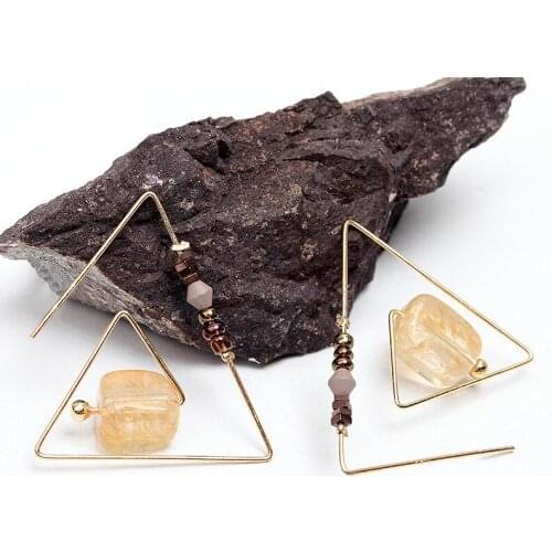 Fashion Elegant Triangle Opal Beads Earrings For Women Girls 2021 Hot Nature Stone Simply Vintage Statement Boucle D'oreille