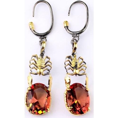 Women Sultanite Scorpion Shaped Handmade Silver Gold Plated Special Design Gift Earrings,color changing